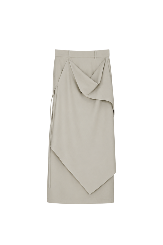 draped-tie wool blend straight skirt - matcha (pre-order 11月寄出)