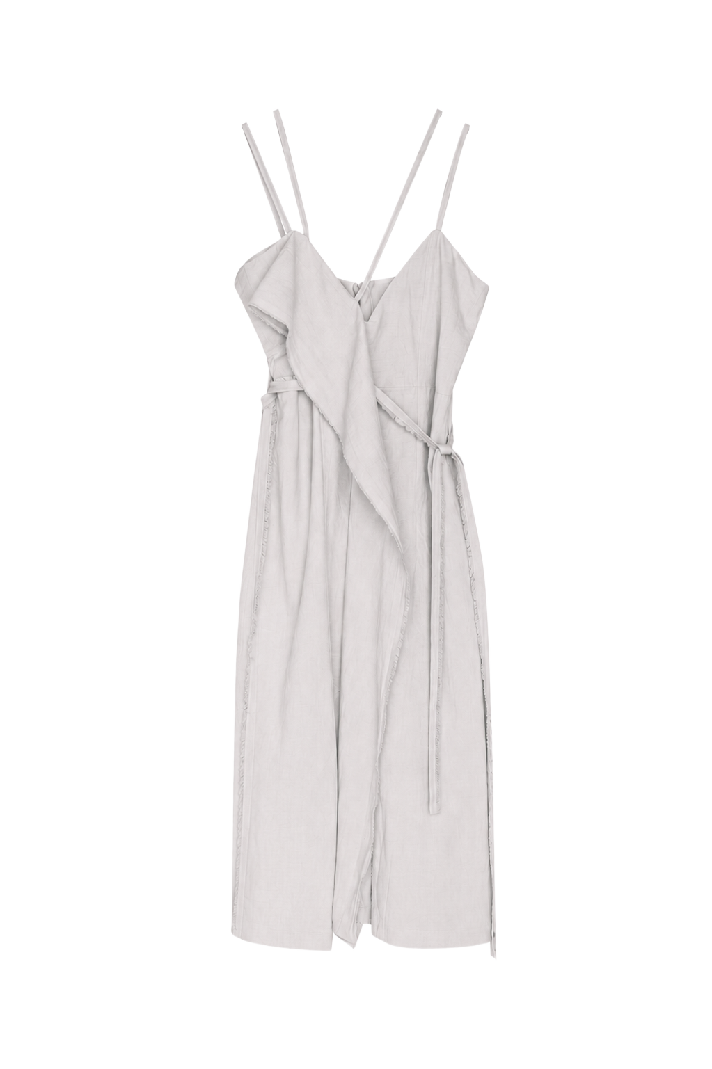 smoke grey thin-strap asymmetrical dress (in-stock)
