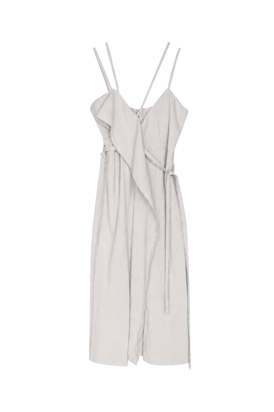 smoke grey thin-strap asymmetrical dress (in-stock)