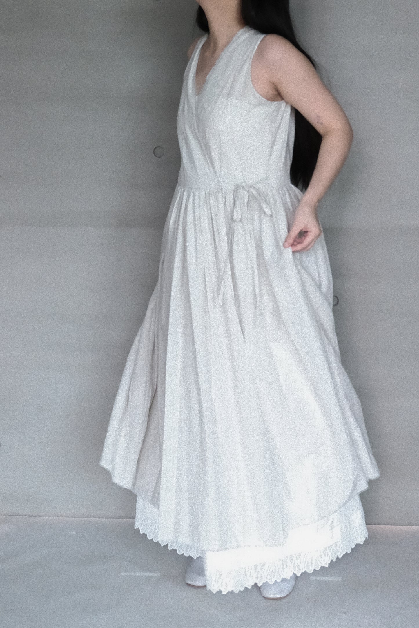 organic cotton vest dress – naturally dyed with red turnip (in-stock)