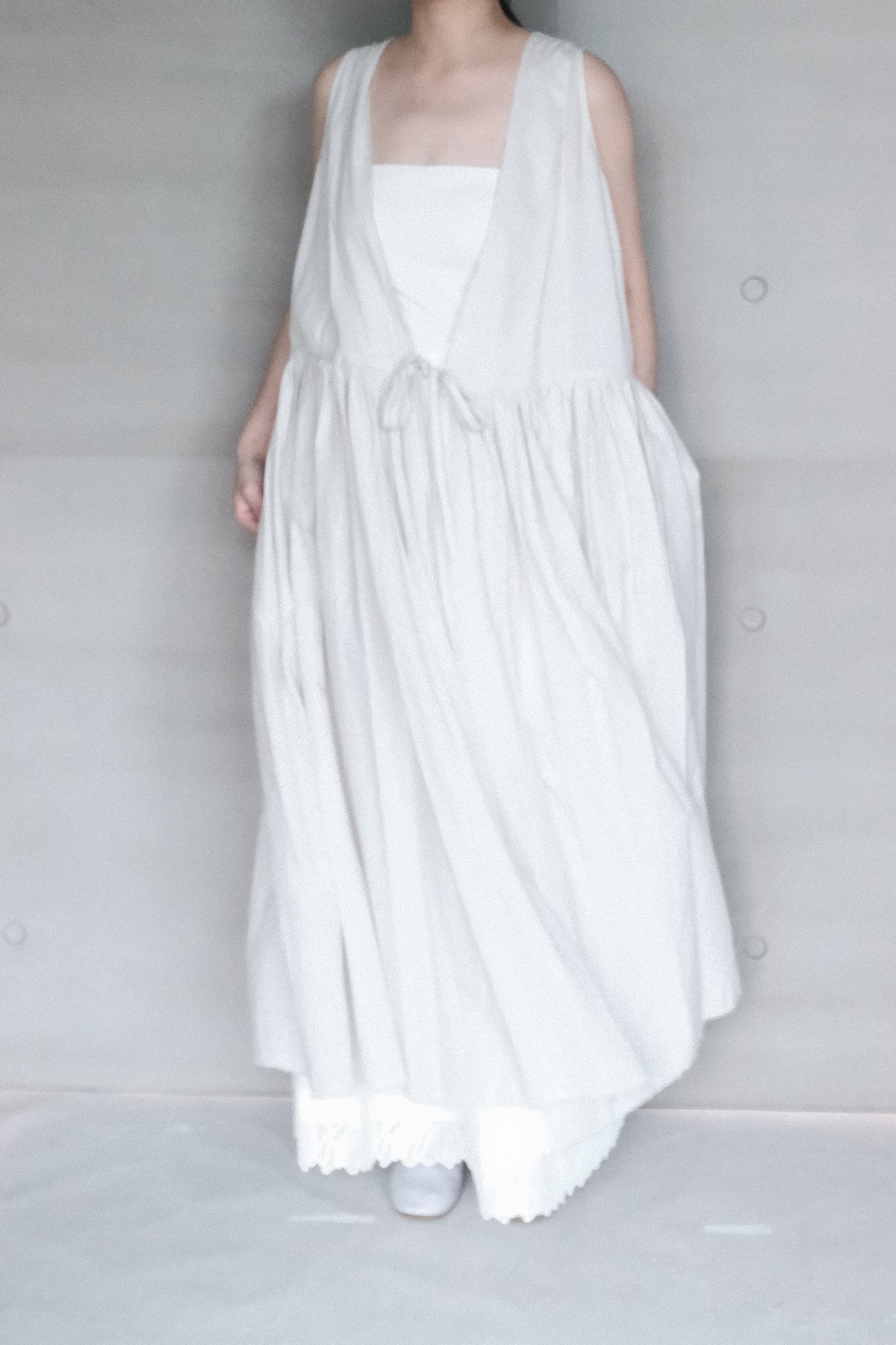organic cotton vest dress – naturally dyed with red turnip (in-stock)