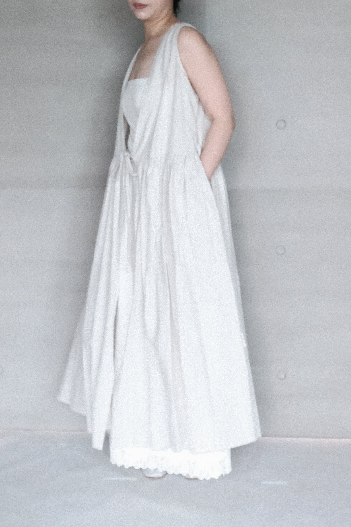 organic cotton vest dress – naturally dyed with red turnip (in-stock)