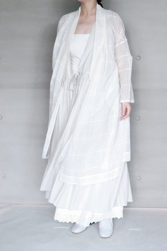 sheer cotton checked mandarin long cover (in-stock)