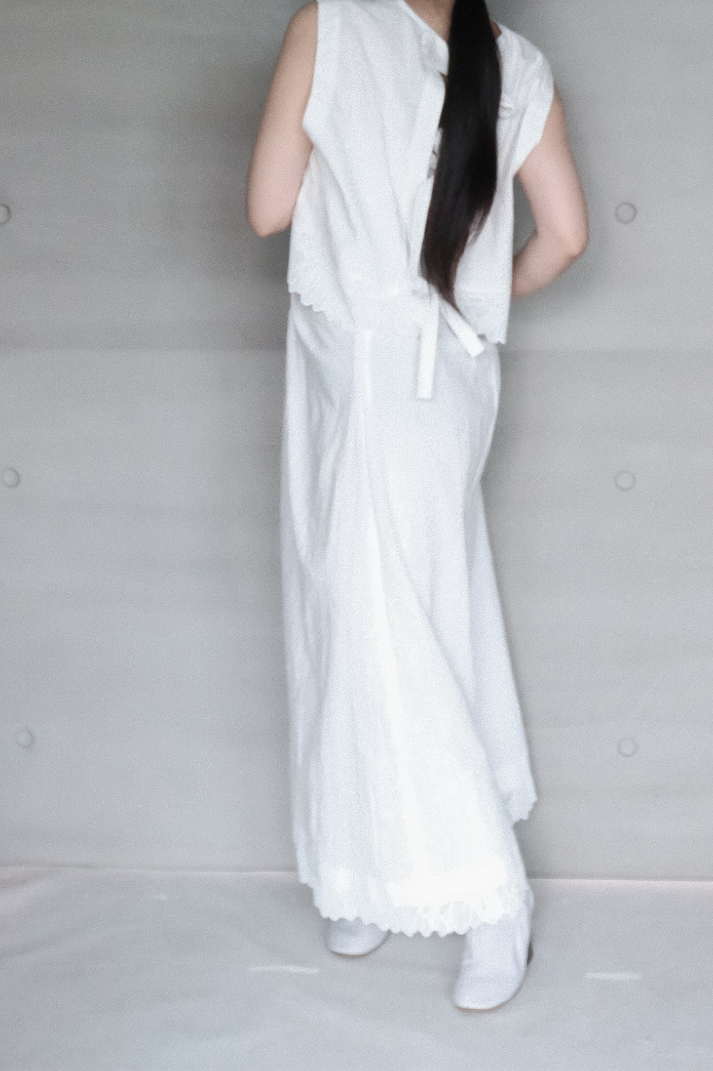 pleated -cotton lace vest top