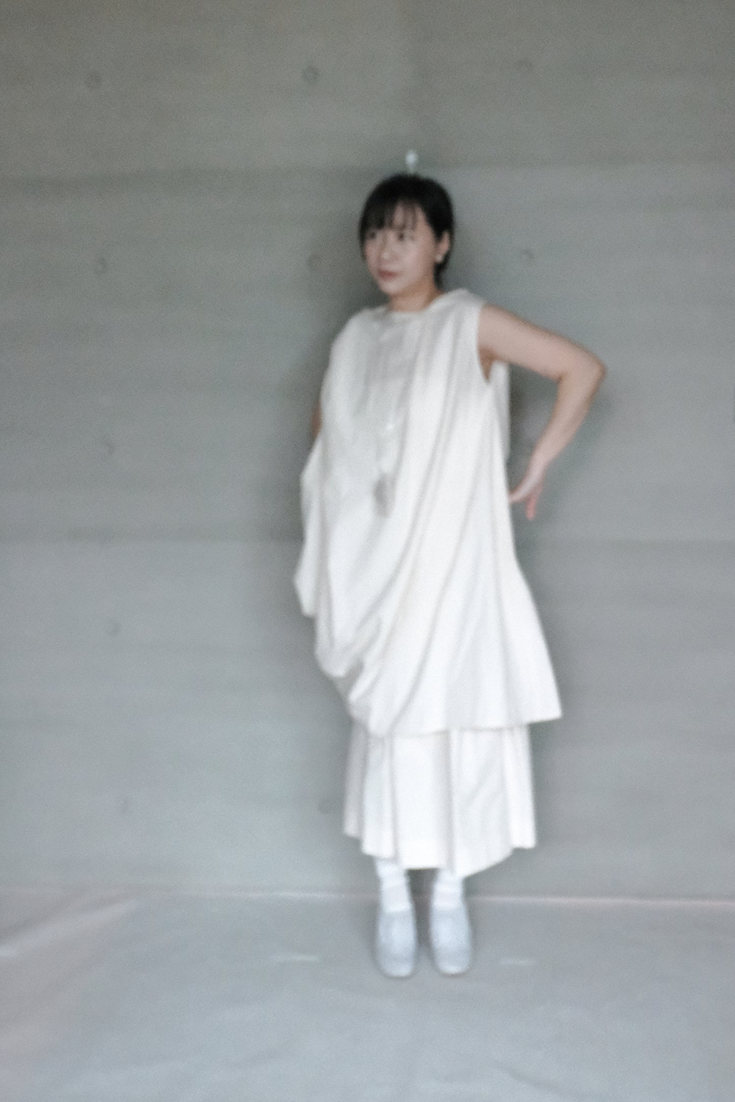 cotton-linen asymmetric wrap dress with shoulder tie (pre-order)