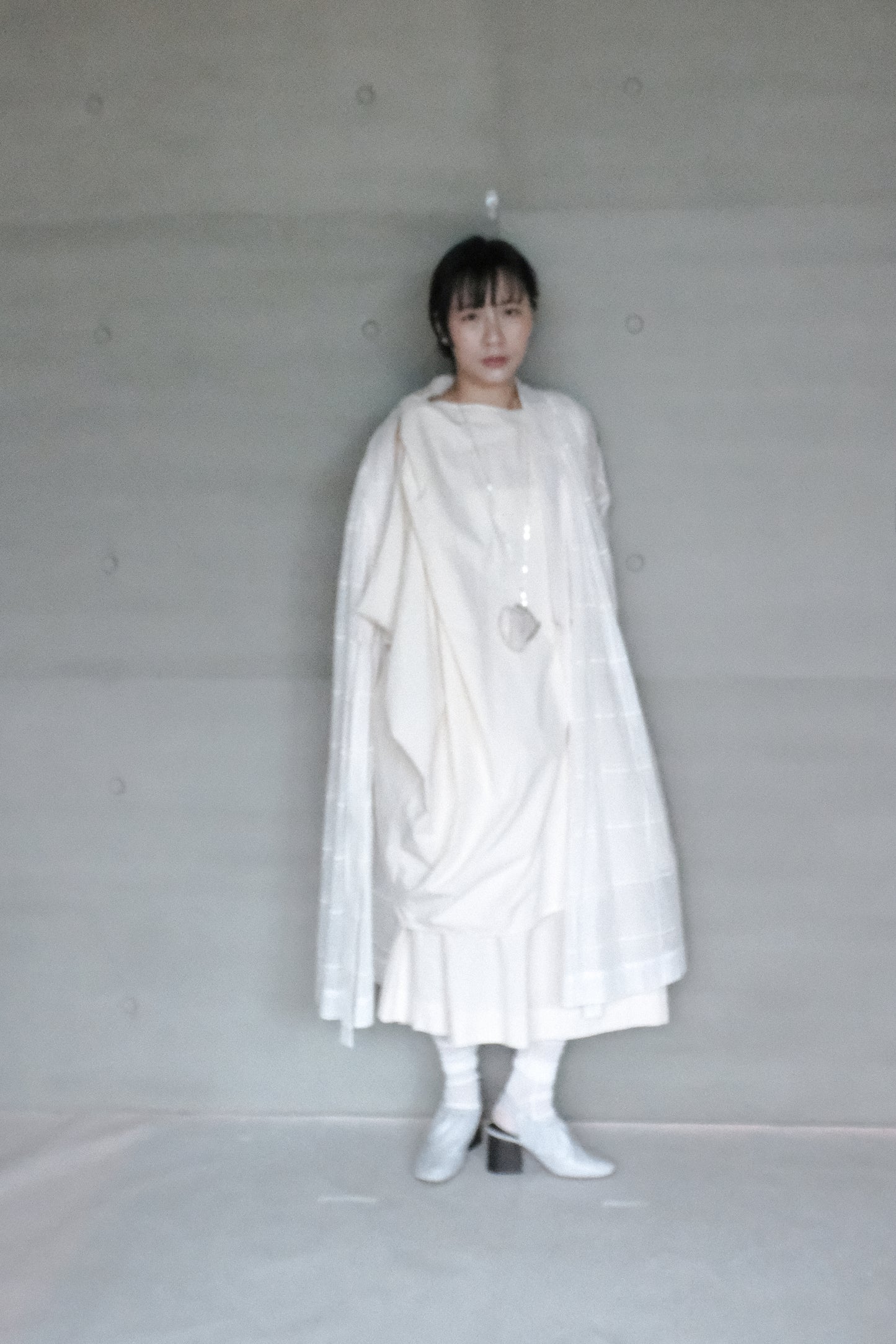 cotton-linen asymmetric wrap dress with shoulder tie (pre-order)