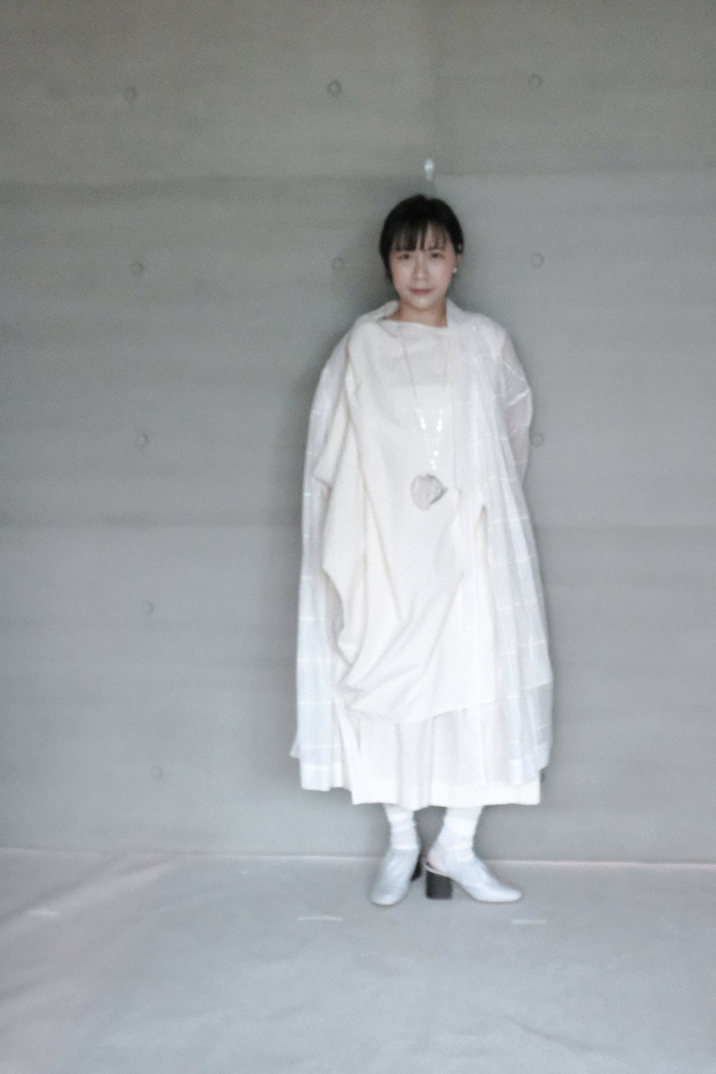 cotton-linen asymmetric wrap dress with shoulder tie (pre-order)