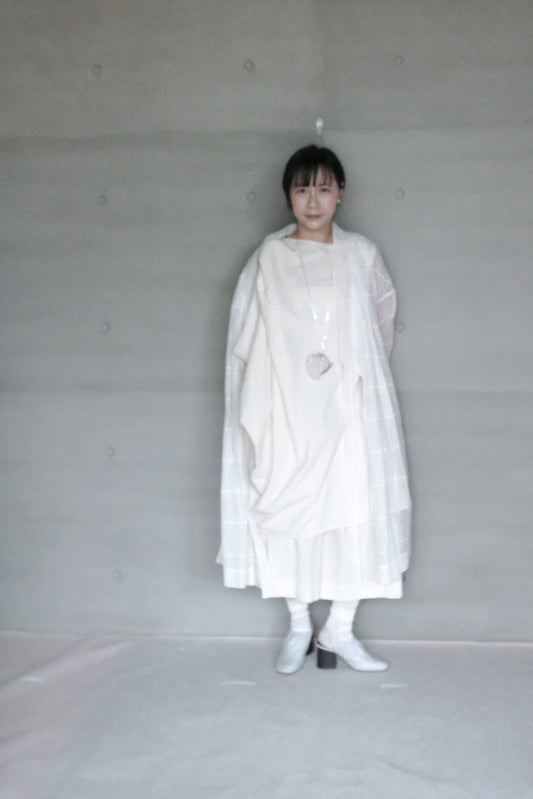 cotton-linen asymmetric wrap dress with shoulder tie (pre-order)