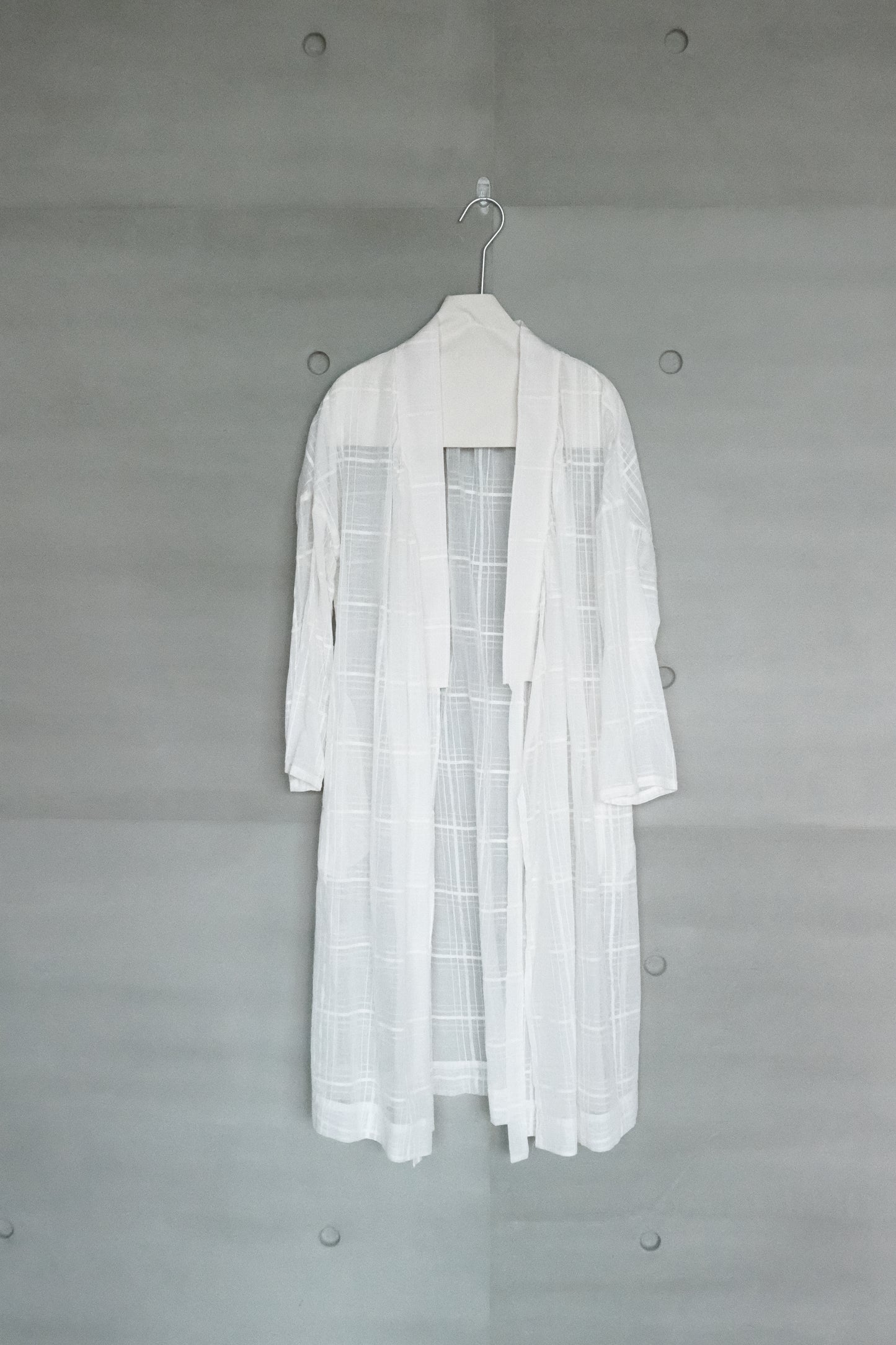 sheer cotton checked mandarin long cover (in-stock)