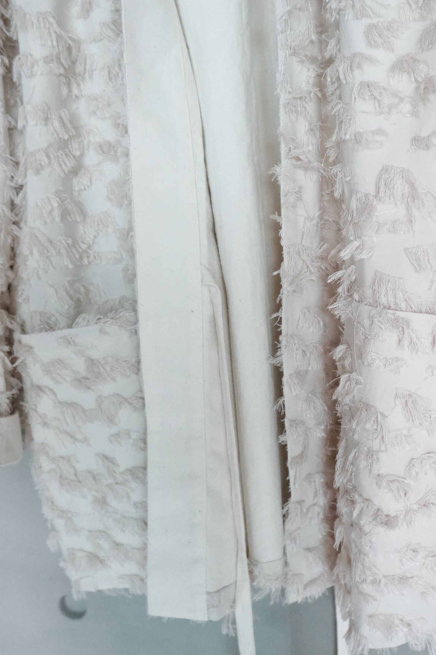 frayed cotton mandarin jacket - beige
