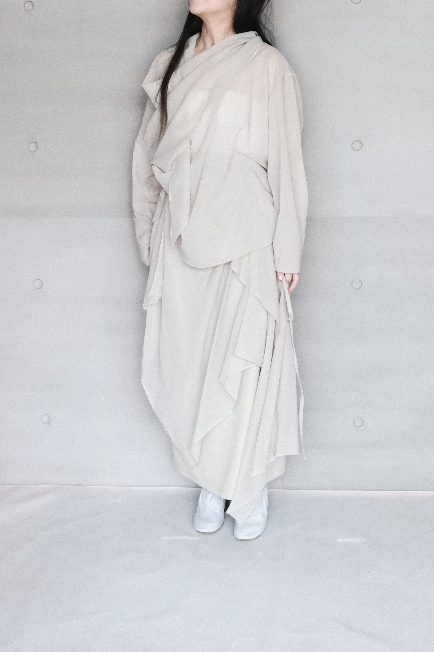 long sleeves wrap blouse - matcha (in-stock)