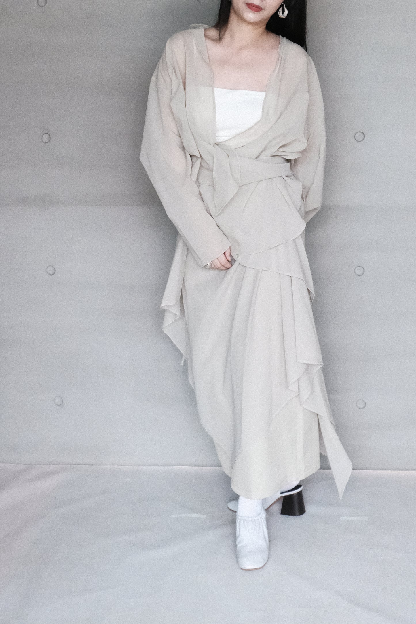 long sleeves wrap blouse - matcha (in-stock)