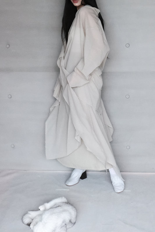 draped-tie wool blend straight skirt - matcha (pre-order)