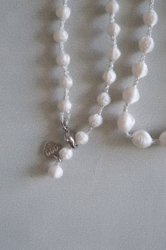 triple 000 立體刺繡項鍊 60cm - white (in-stock)