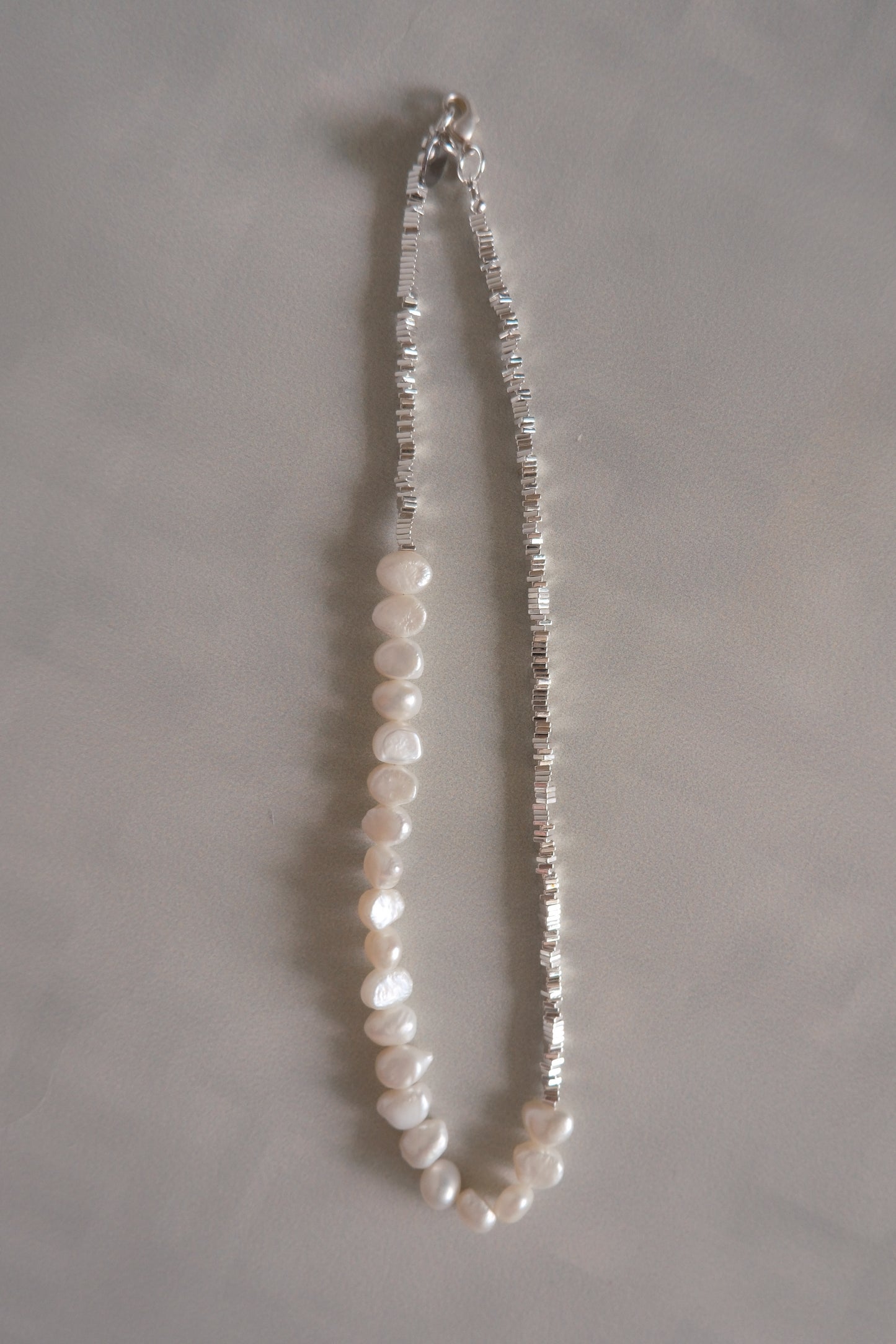 pearl with silver beads necklace