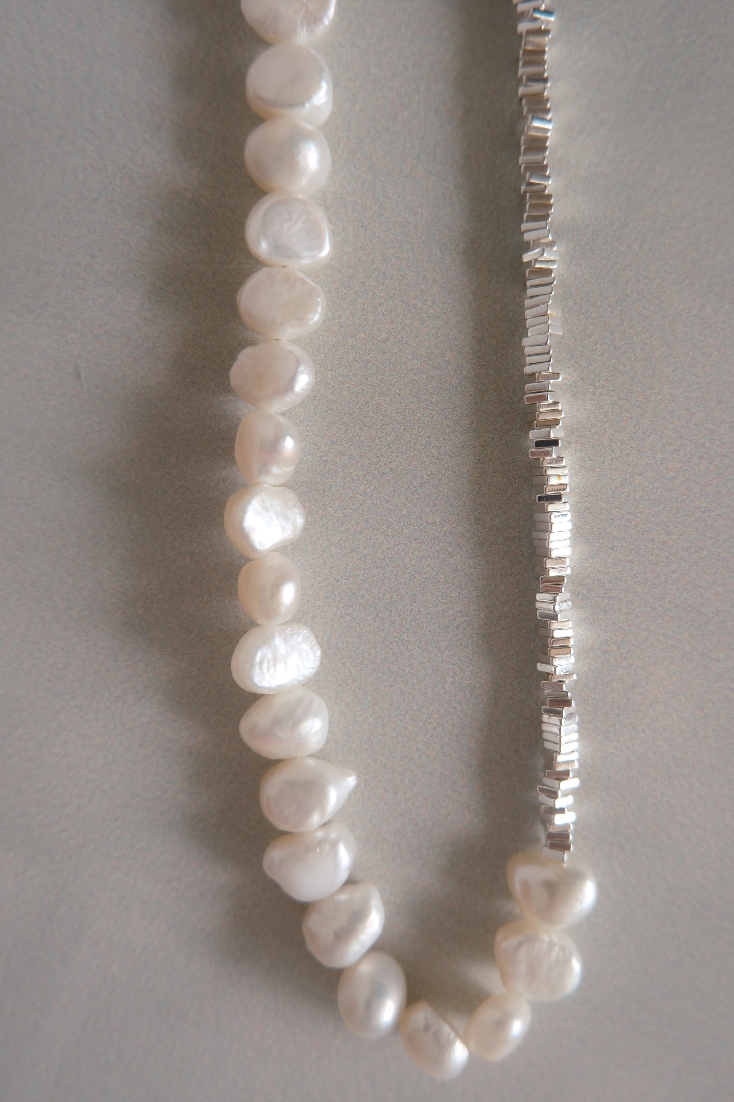 pearl with silver beads necklace