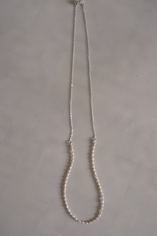 mini pearl with chain beads necklace
