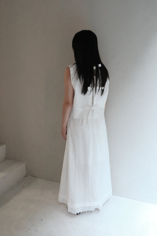 twisted pleated -cotton lace skirt