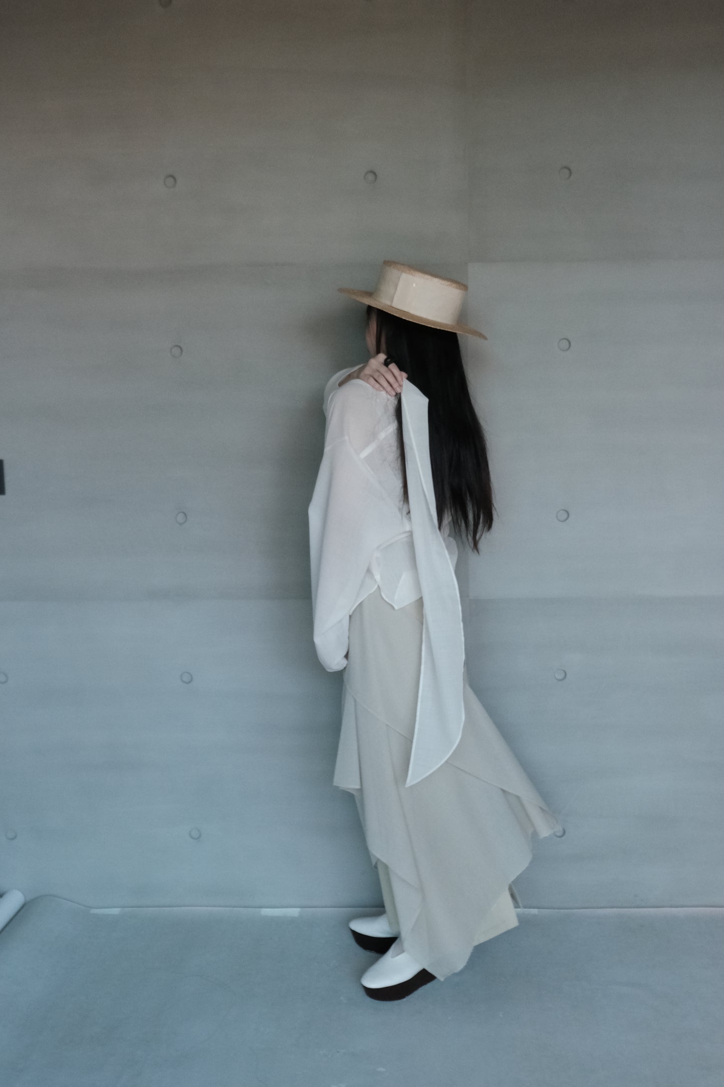 draped-tie wool blend straight skirt - matcha (pre-order)