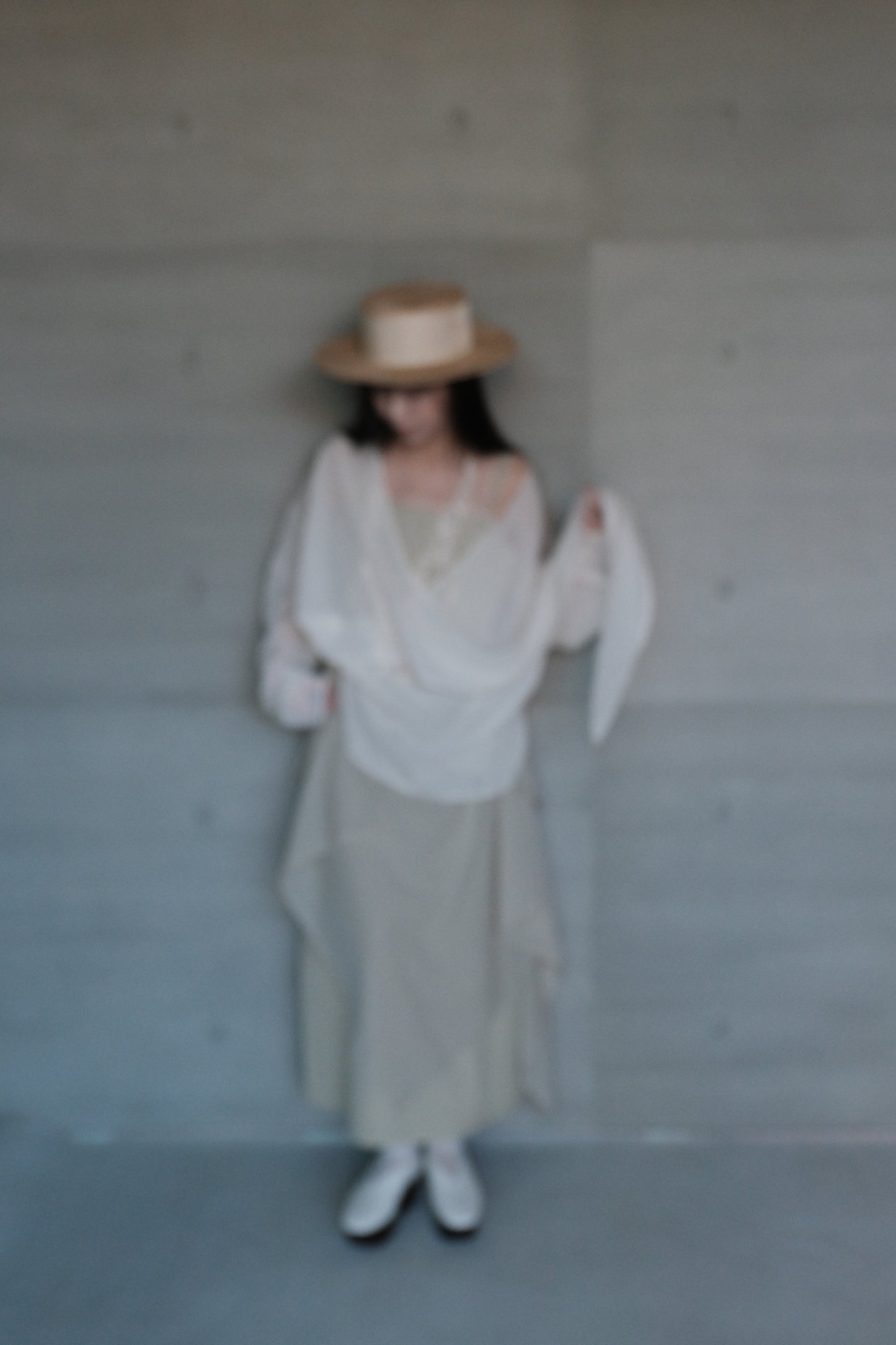 draped-tie wool blend straight skirt - matcha (pre-order)