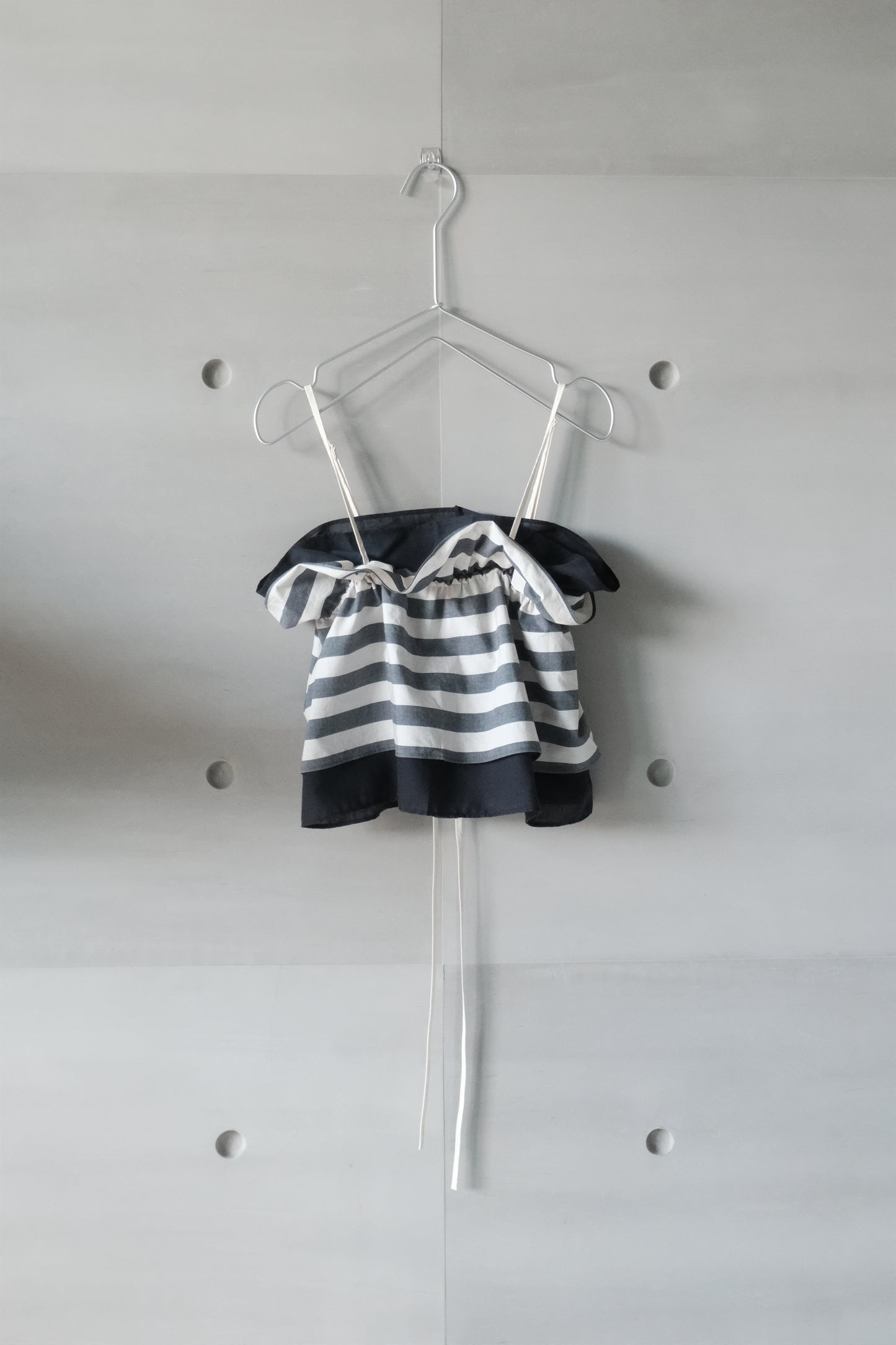 double-layer ruched crop top - navy stripe  (in-stock)