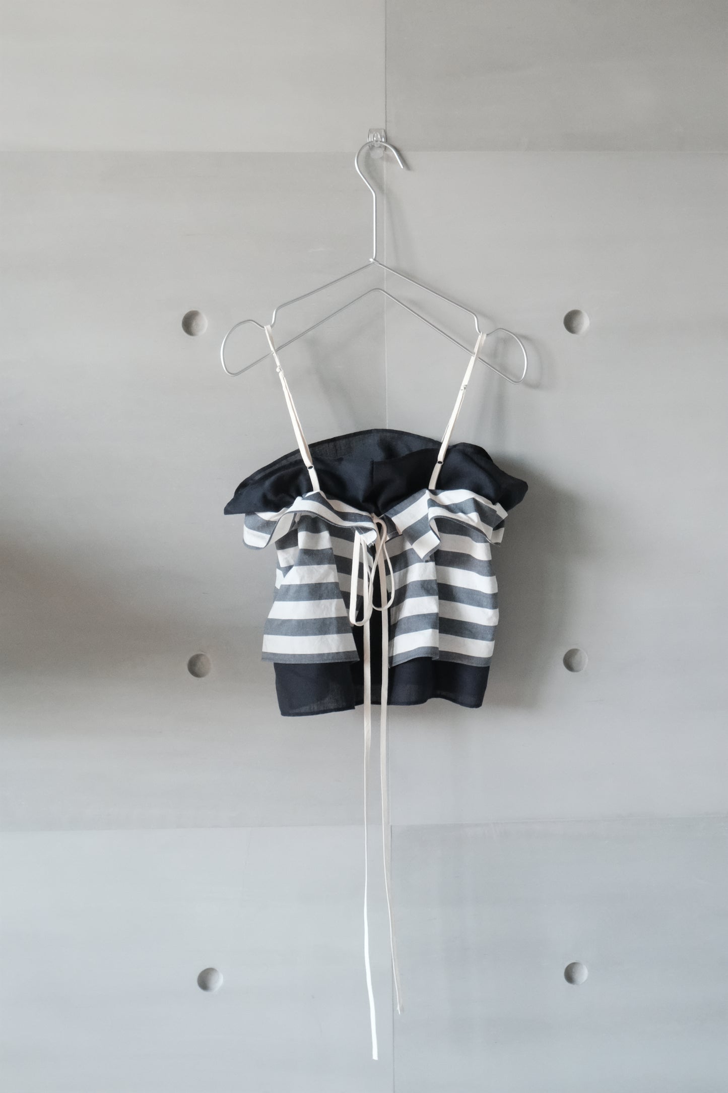 double-layer ruched crop top - navy stripe  (in-stock)