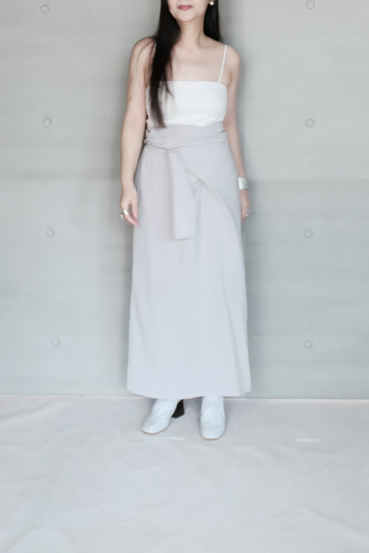 double-layers wrap skirt -grey