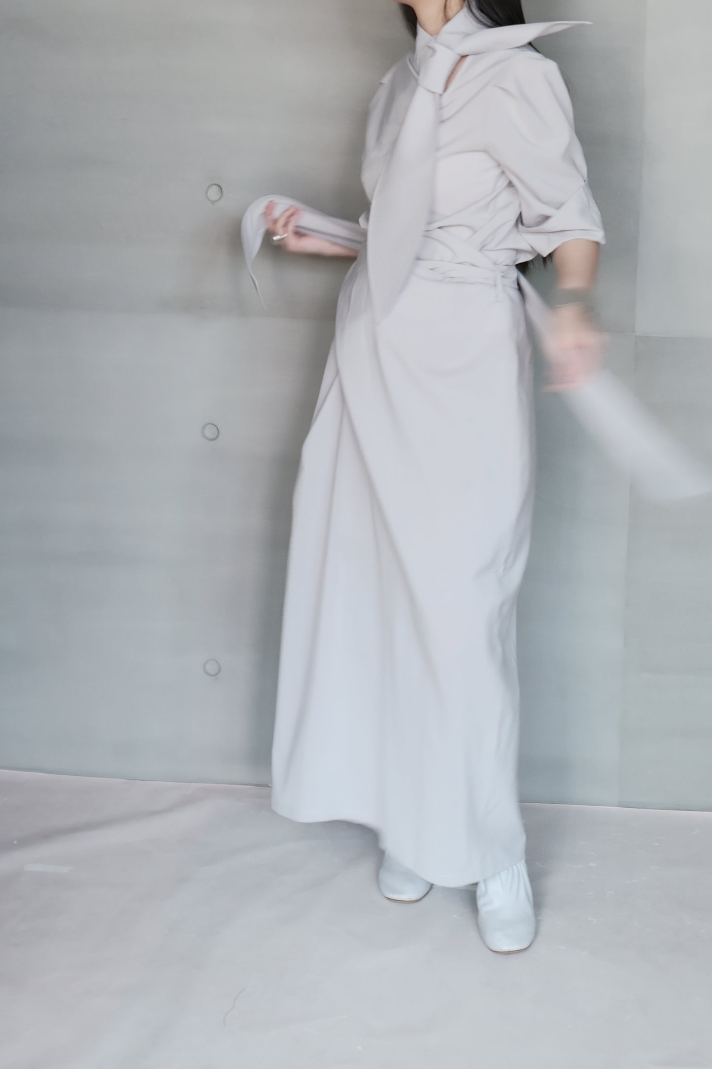double-layers wrap skirt -grey