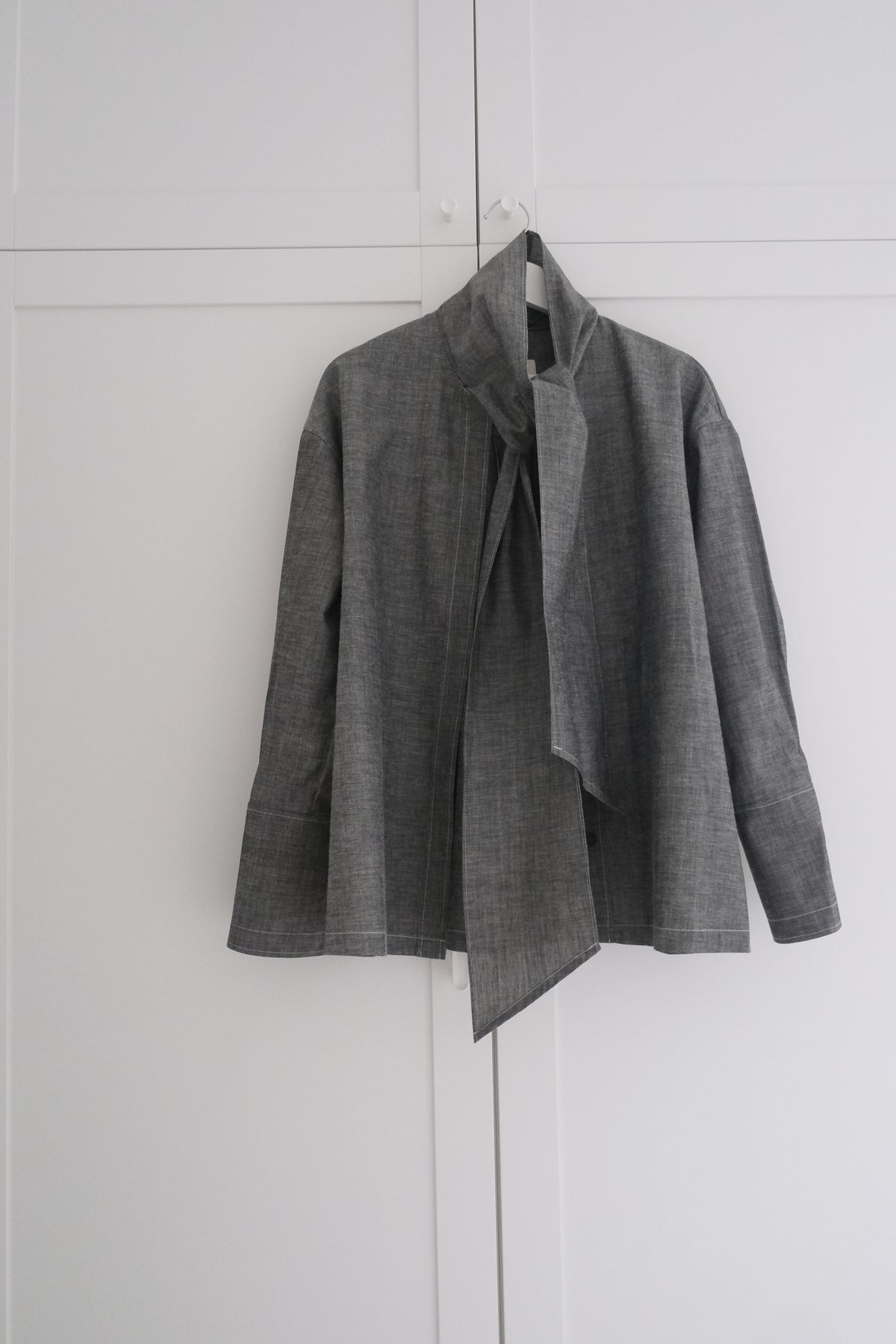 lightweight denim oversized scarf shirt