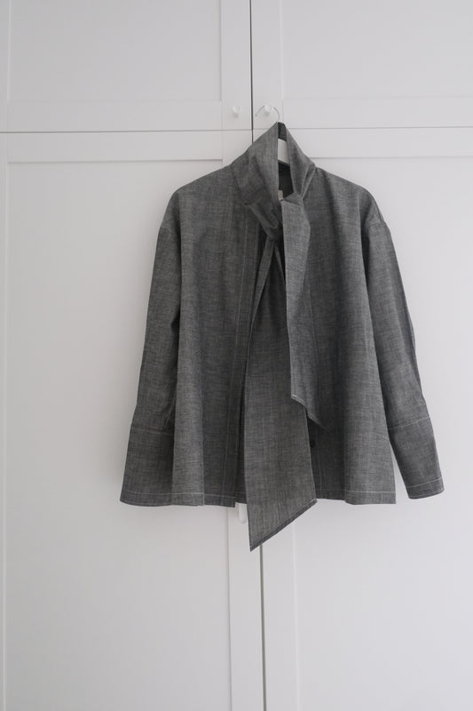 lightweight denim oversized scarf shirt