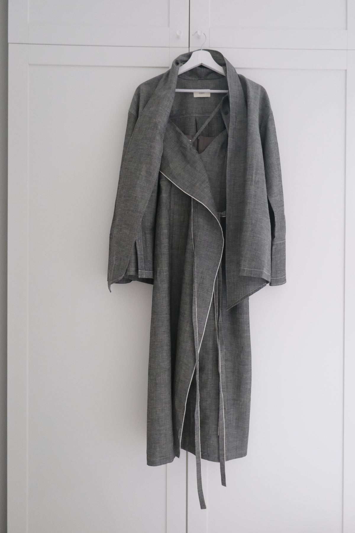 dark grey thin-strap asymmetrical dress