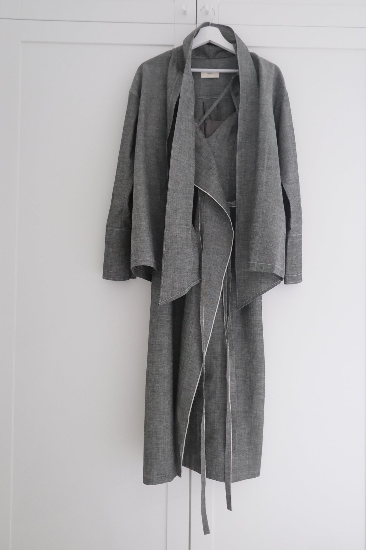 dark grey thin-strap asymmetrical dress