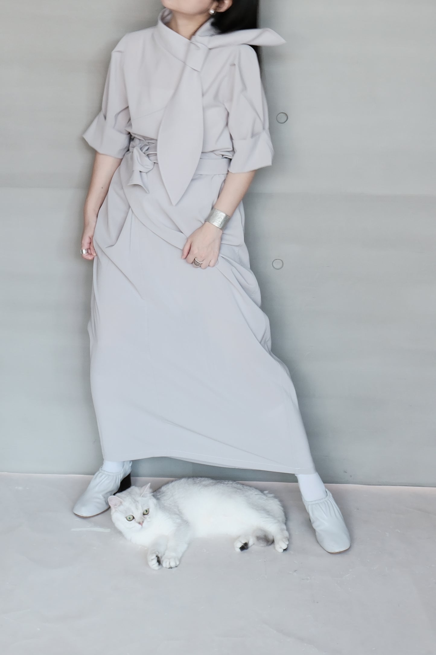 bow tie top - grey