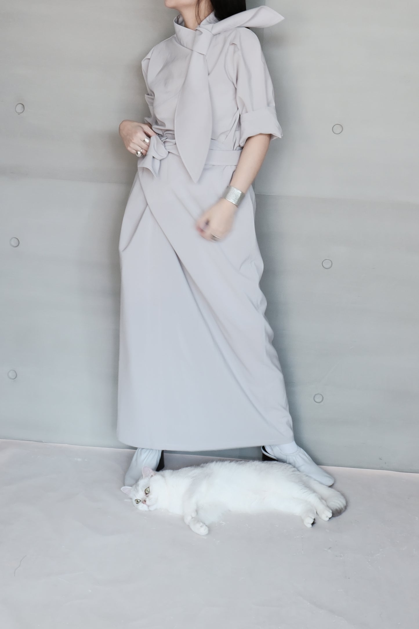 bow tie top - grey