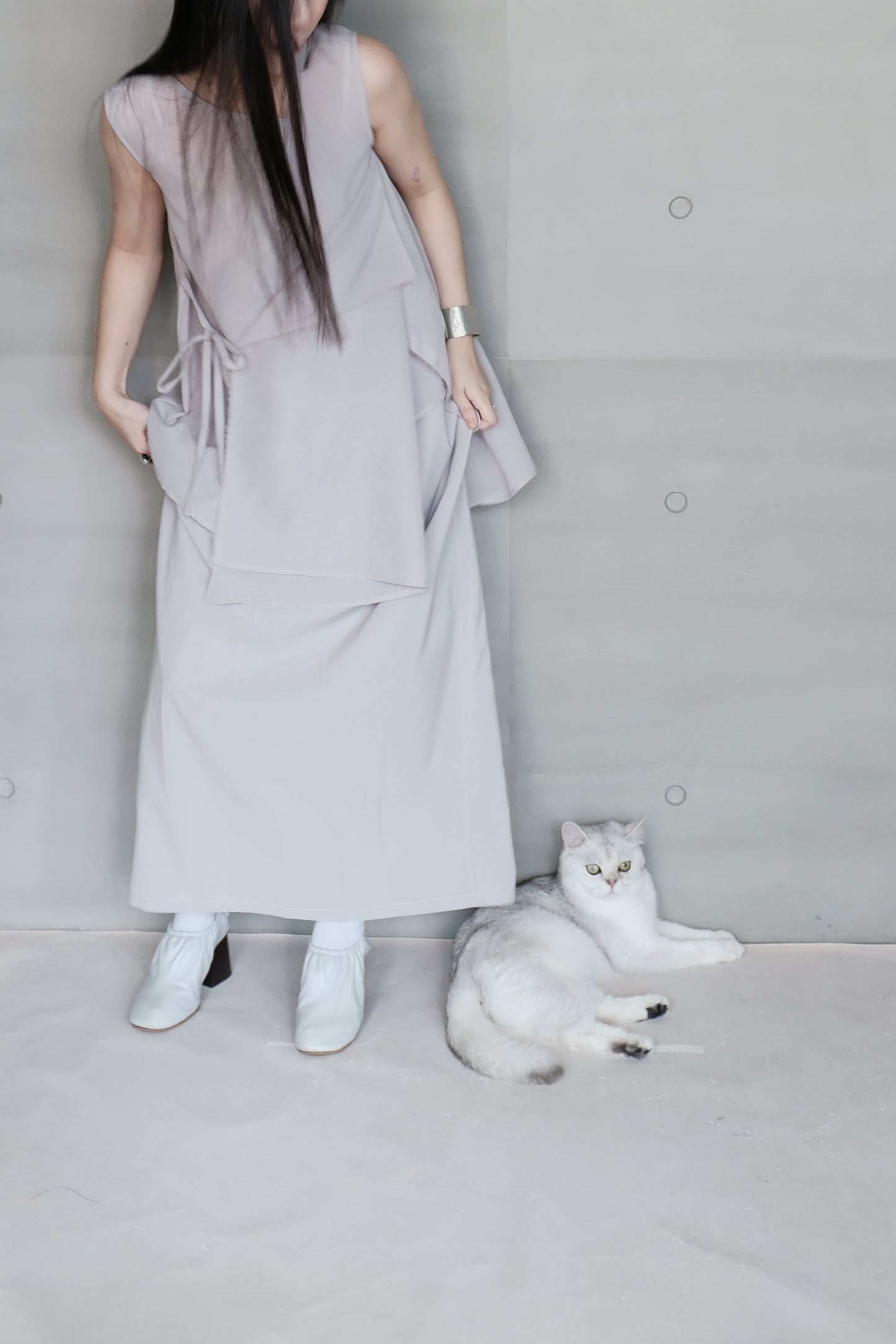 asymmetric dual-way tie vest - grey (in-stock)