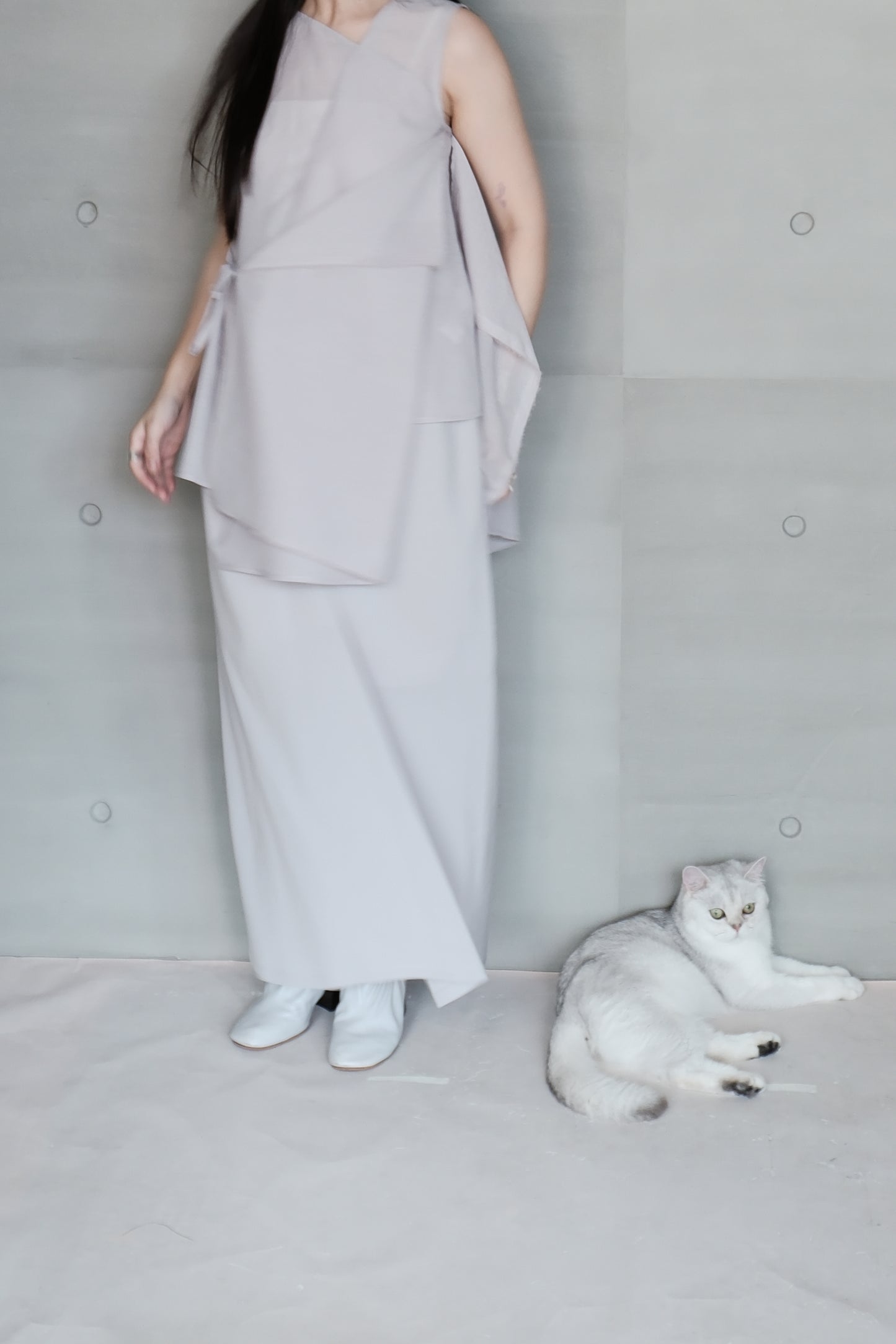 asymmetric dual-way tie vest - grey (in-stock)
