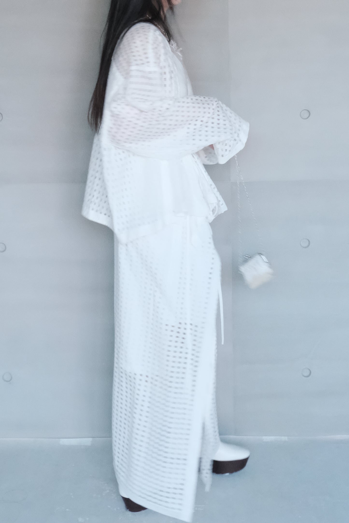 subtle check lightweight ruched wrap skirt (pre-order)