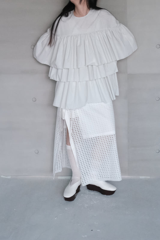 triple gathered blouse - mint（pre-order)