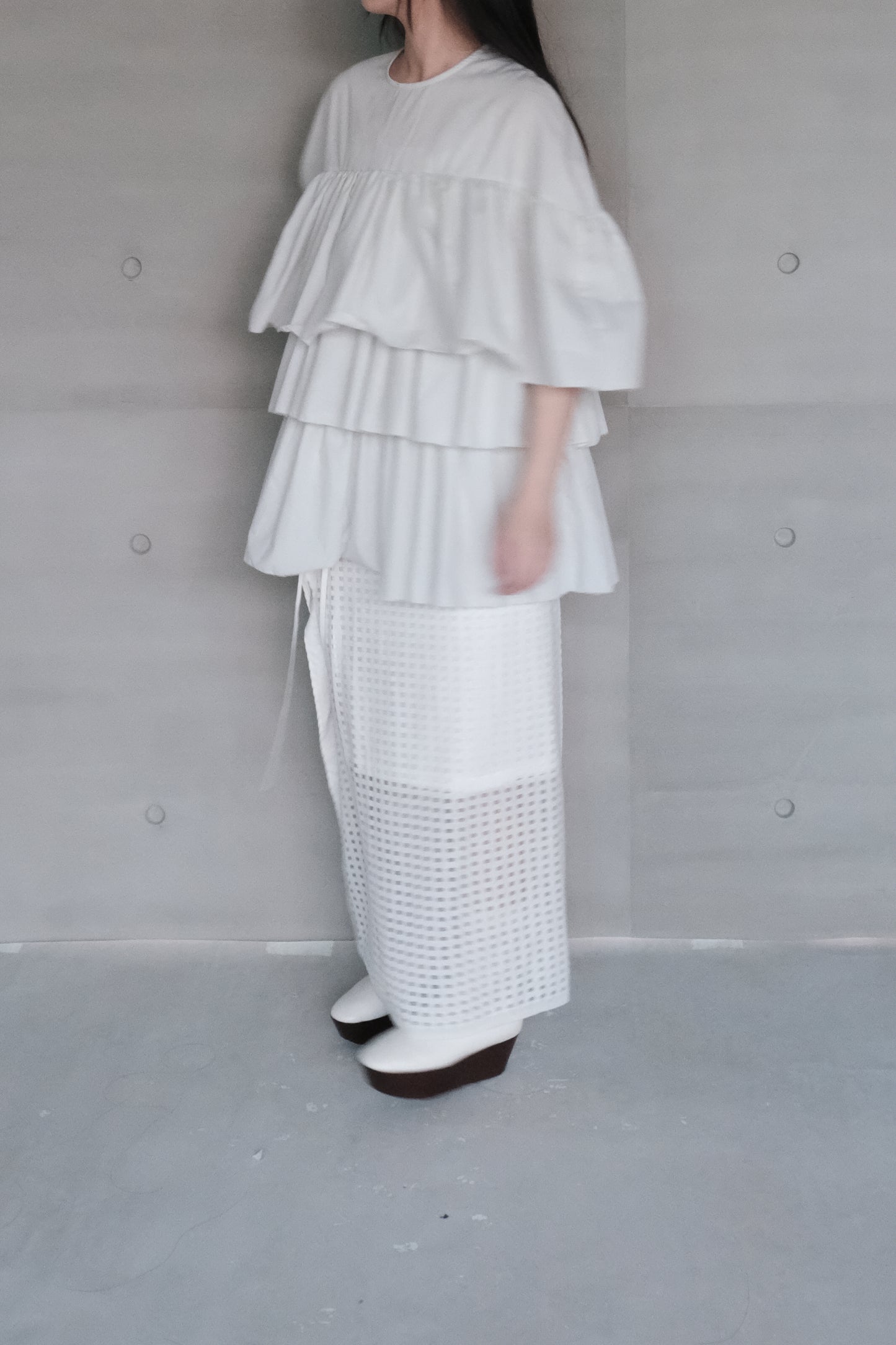 triple gathered blouse - mint（pre-order)