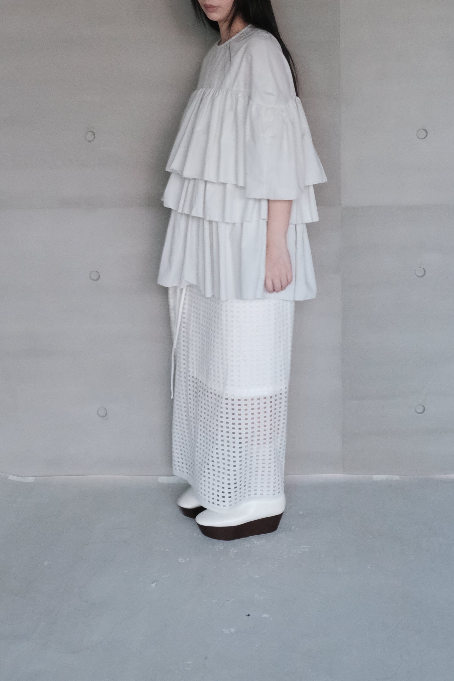 triple gathered blouse - mint（pre-order)