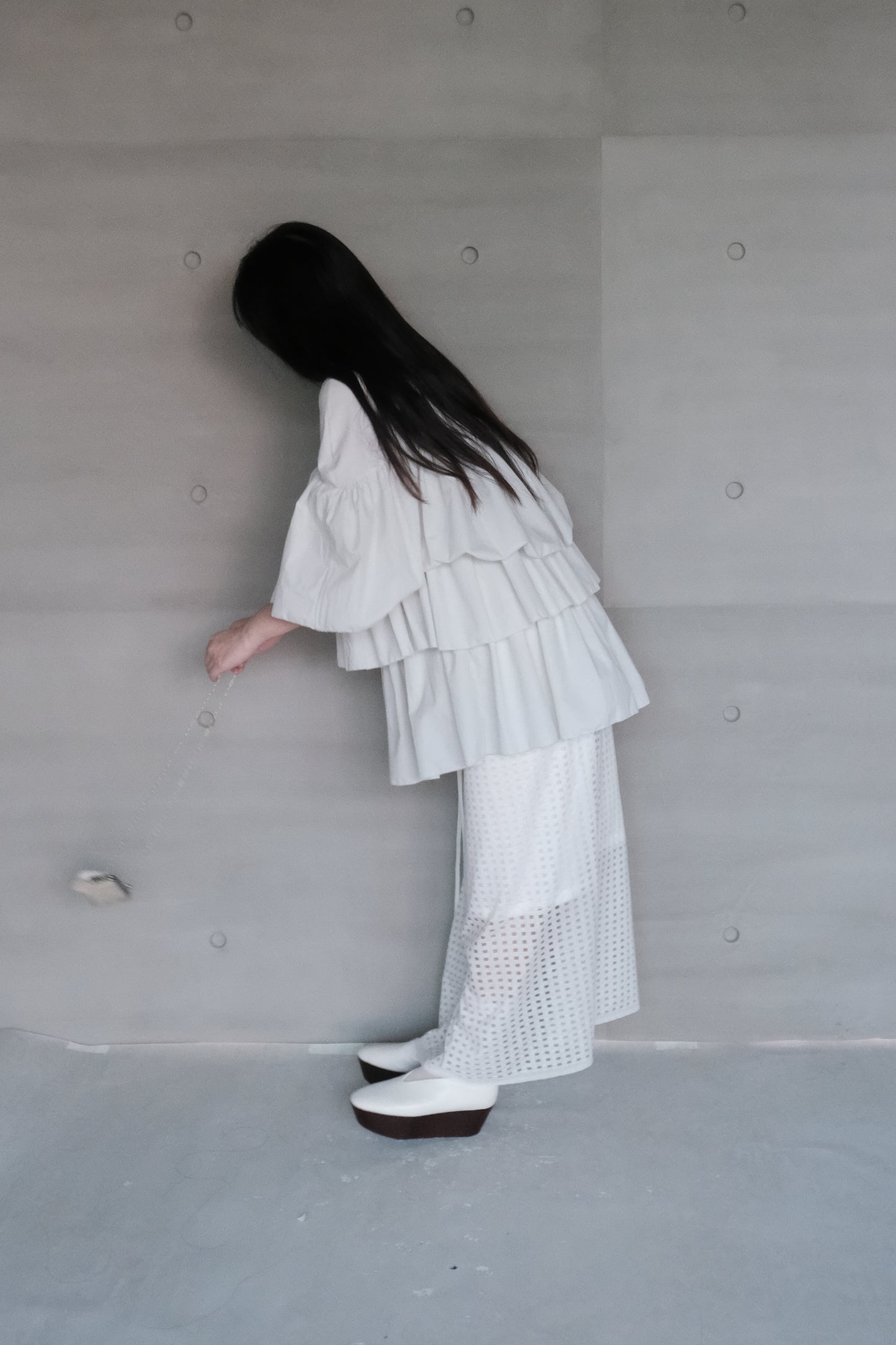 subtle checked lightweight ruched wrap skirt (pre-order)