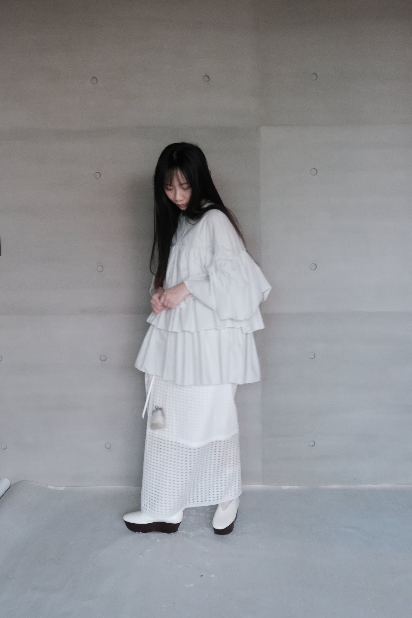 triple gathered blouse - mint（pre-order)