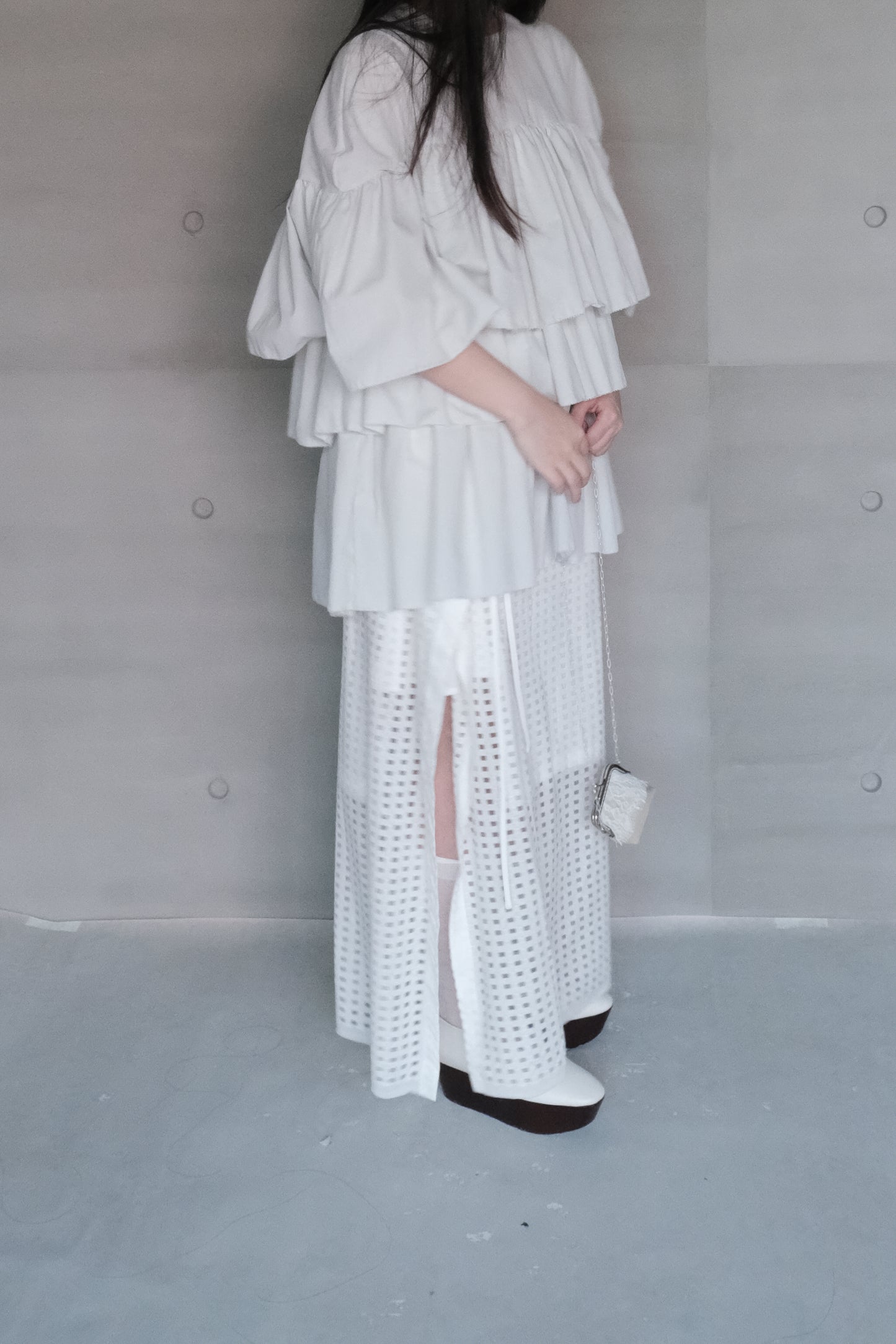 triple gathered blouse - mint（pre-order)