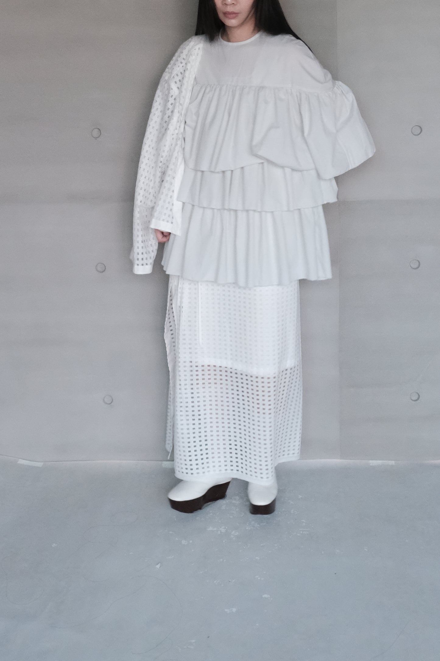 triple gathered blouse - mint（pre-order)