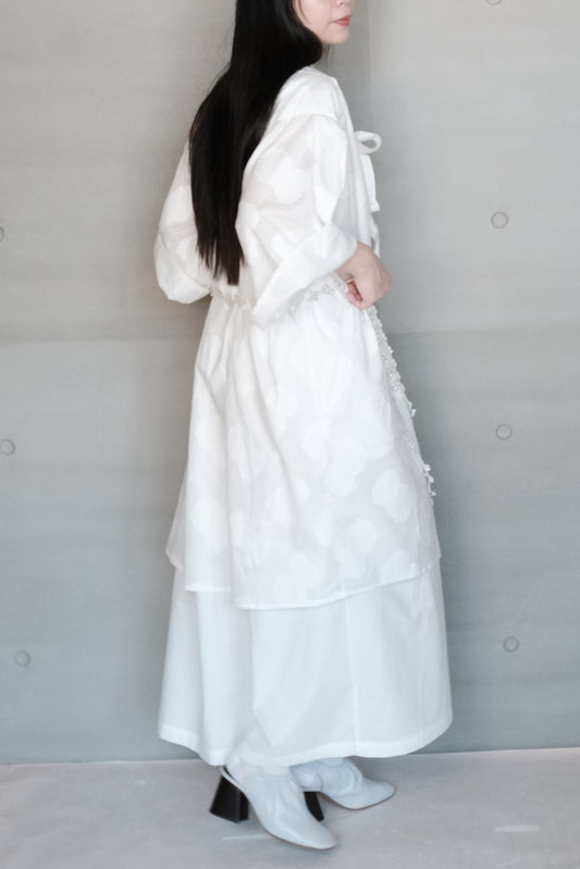 double layer panel tie-detail jacquard cotton dress ( in-stock)