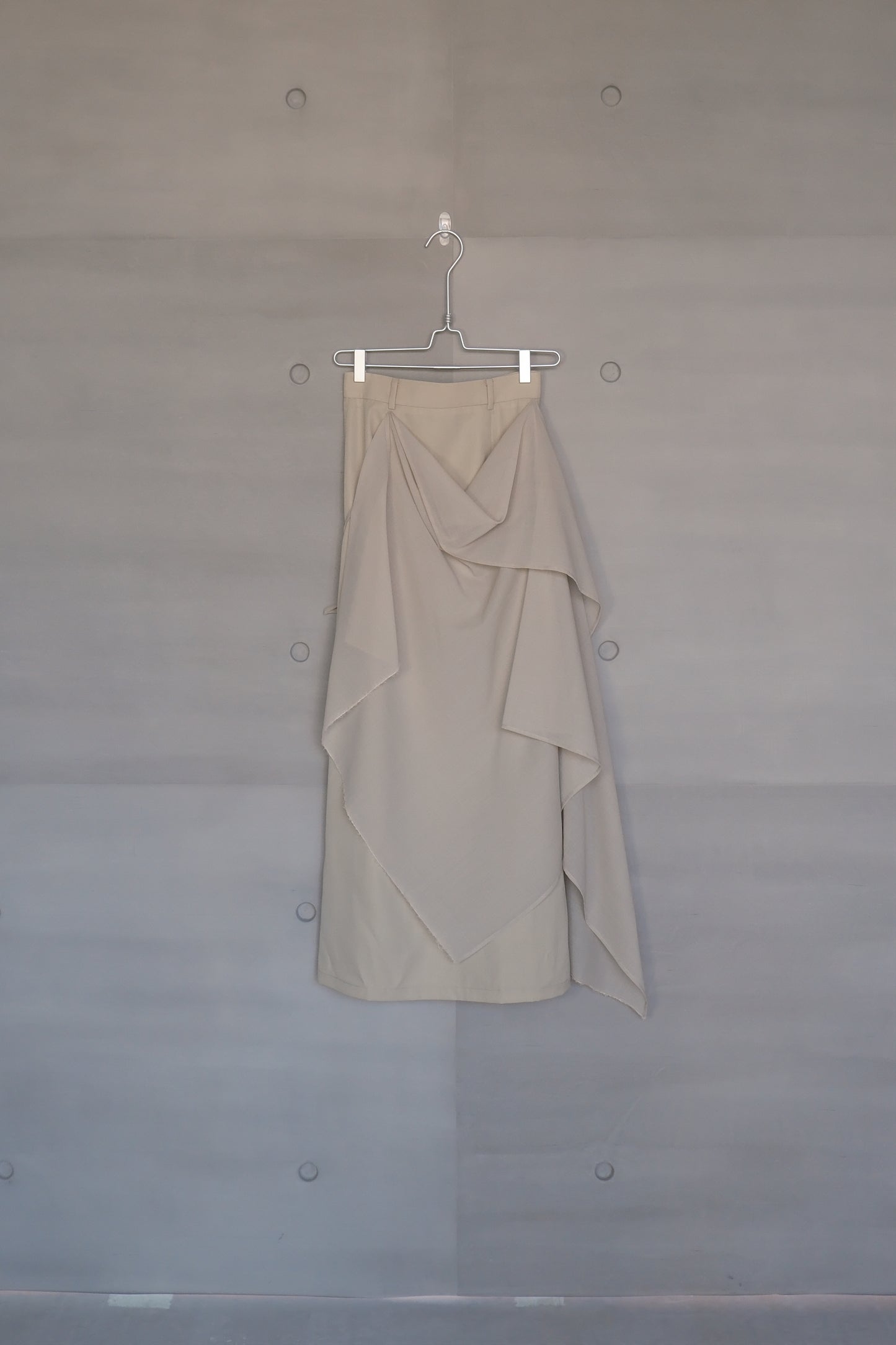 draped-tie wool blend straight skirt - matcha (pre-order)