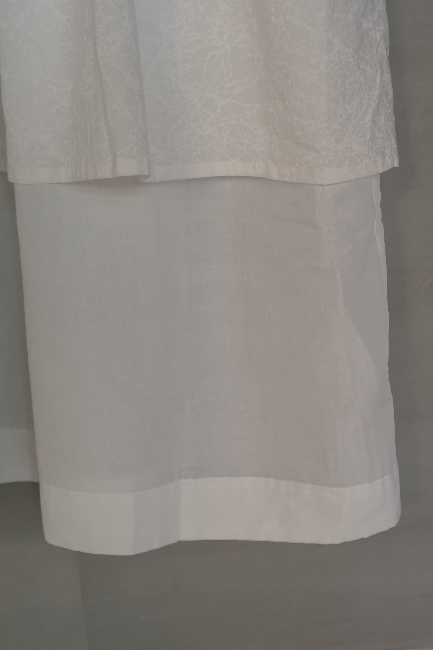 Ink-splattered layered white cotton and linen dress (pre-order)