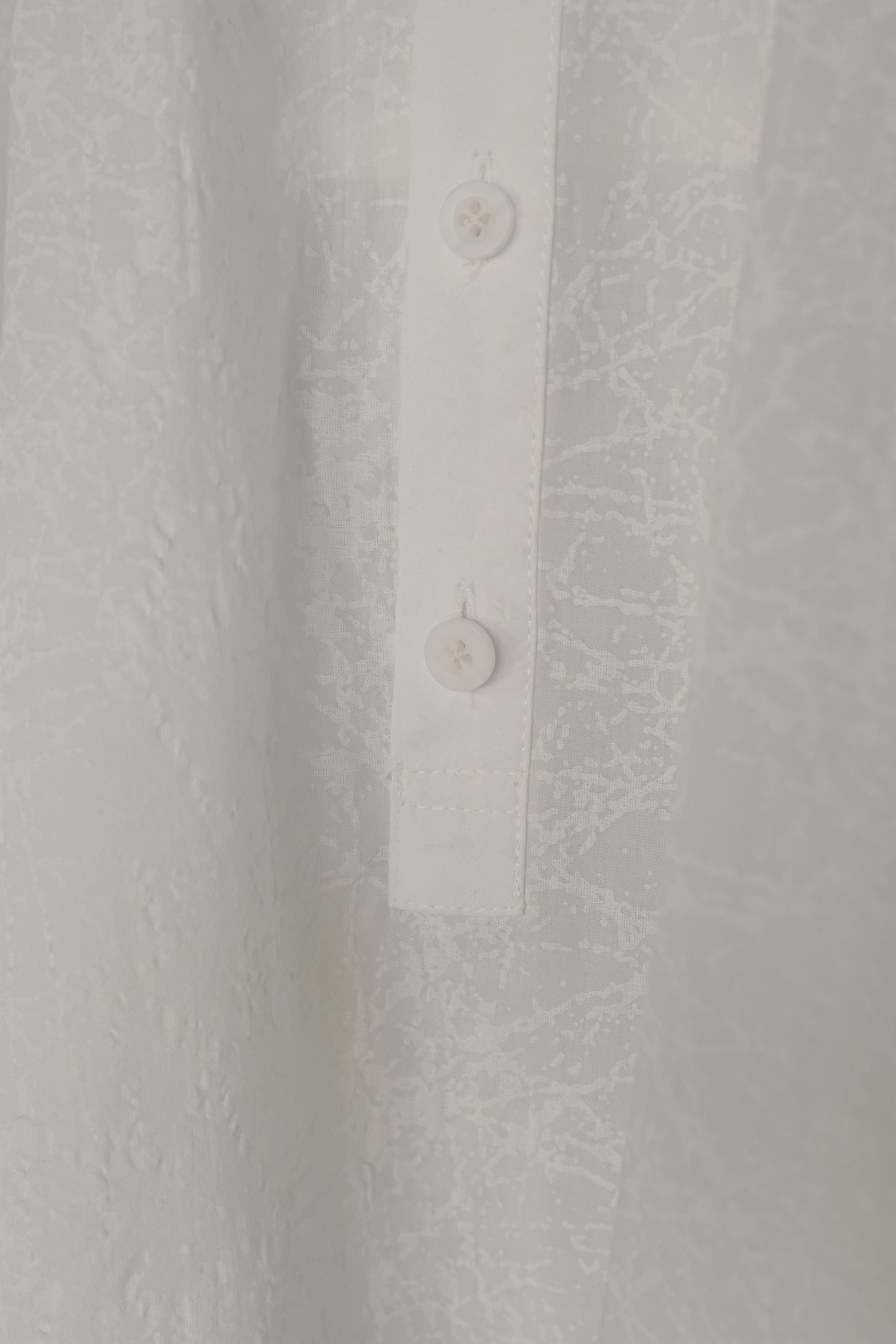 Ink-splattered and linen patchwork white shirt (in-stock)