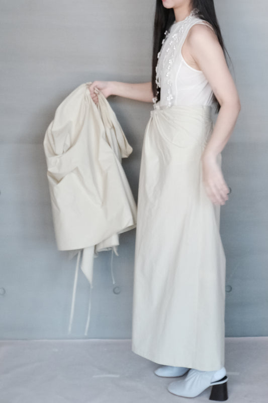 twist draped maxi skirt - chartreuse