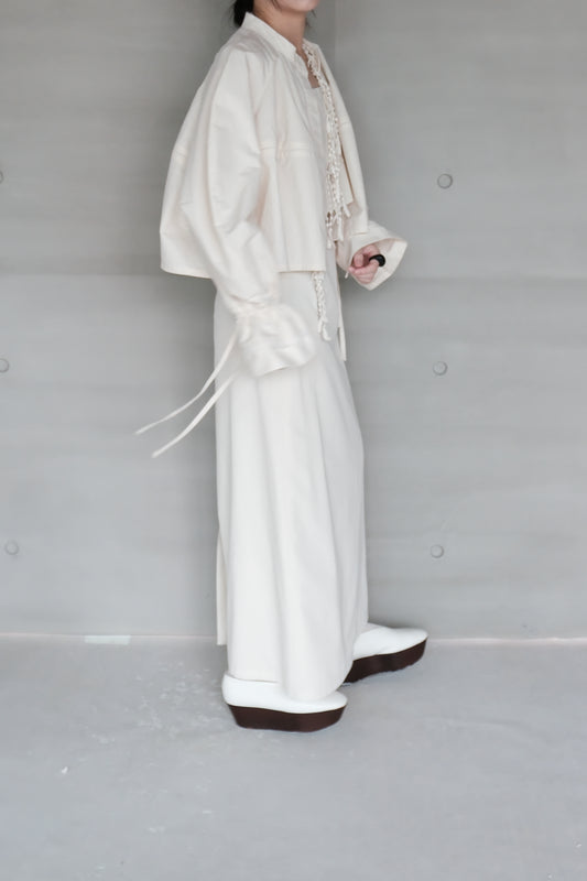 cotton-linen lace puff shirt（in-stock)